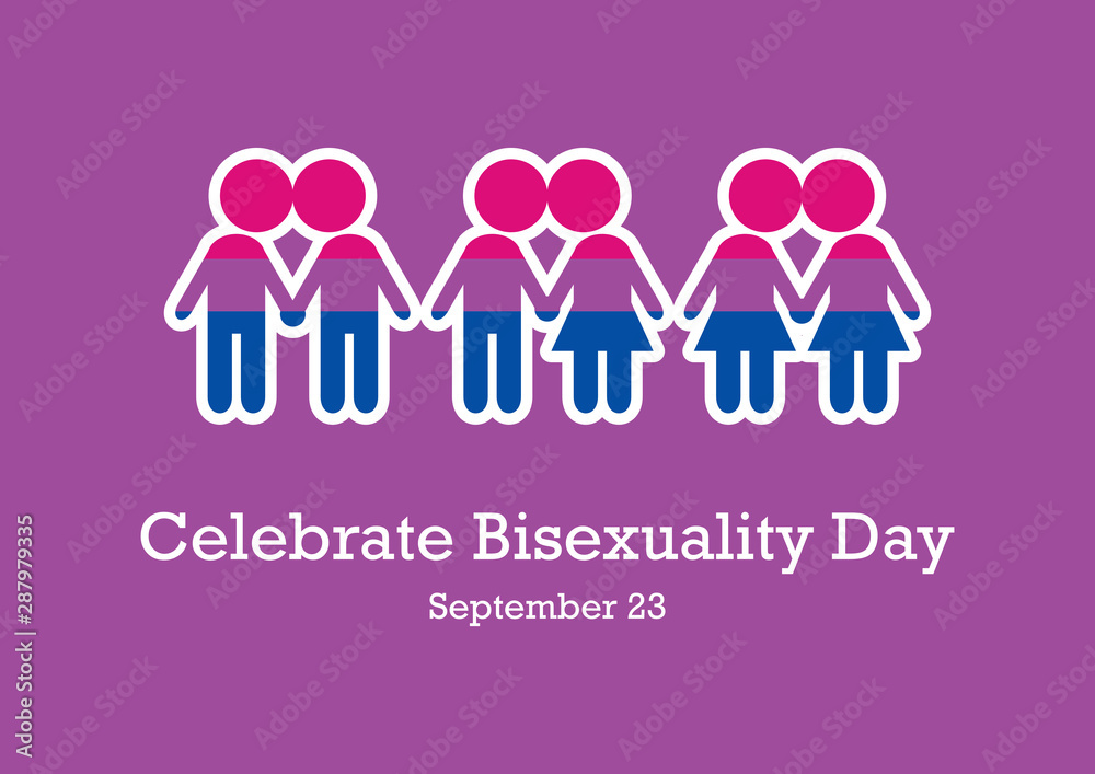 Celebrate Bisexuality Day Vector Kissing Figures Vector Illustration Bisexual Pride Flag