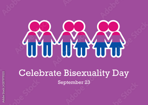 Celebrate Bisexuality Day vector. Kissing figures vector illustration. Bisexual pride flag. Celebrate Bisexuality Day Poster, September 23. Important day