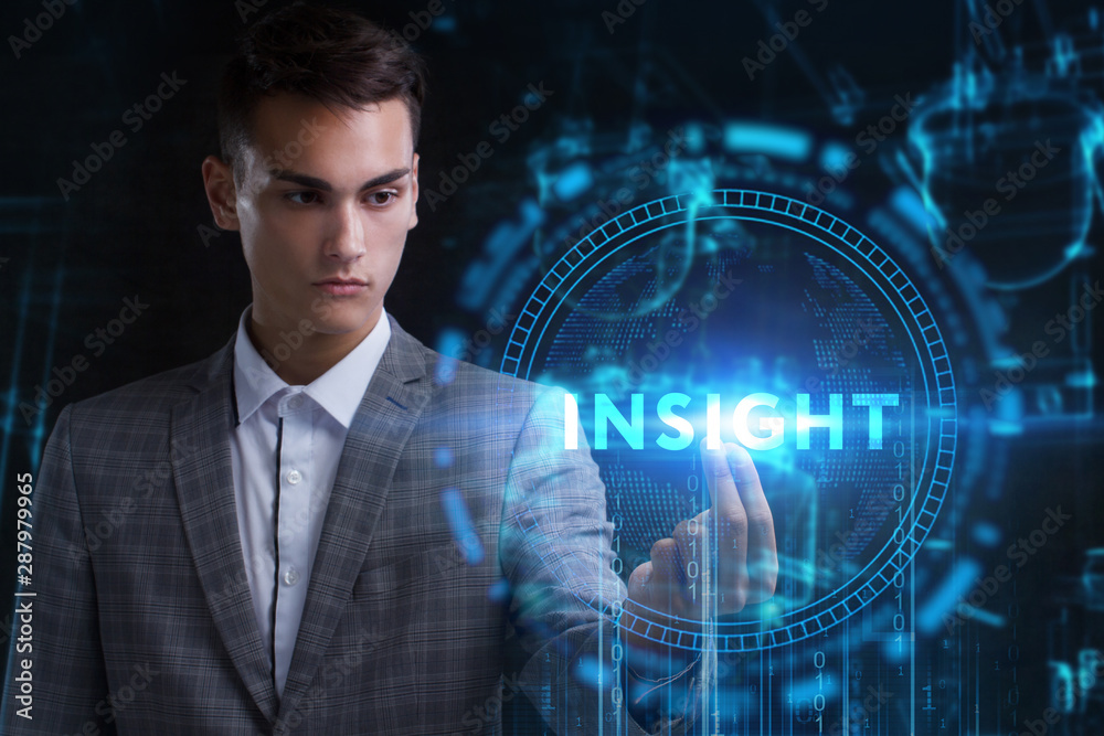 The concept of business, technology, the Internet and the network. A young entrepreneur working on a virtual screen of the future and sees the inscription: Insight The concept of business, technology, the Internet and the network. A young entrepreneur working on a virtual screen of the future and sees the inscription: Insight