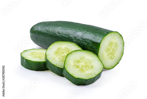 fresh cucumbers on isolated white background
