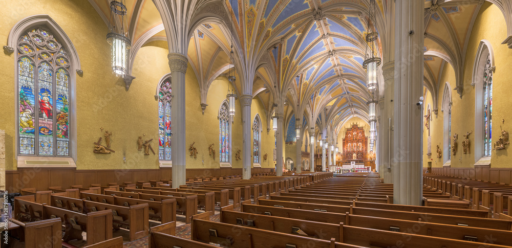 Interior nave of the Cathedral of St. John in downtown Cleveland, Ohio