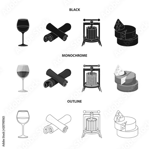 Vector design of farm and vineyard symbol. Collection of farm and product vector icon for stock.