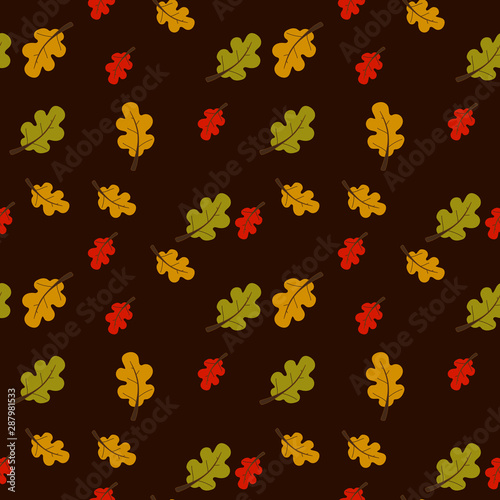 Autumn seamless pattern. Endless elegant texture with leaves. Tempate for design fabric, backgrounds, wrapping paper, package. © lena10sheiko