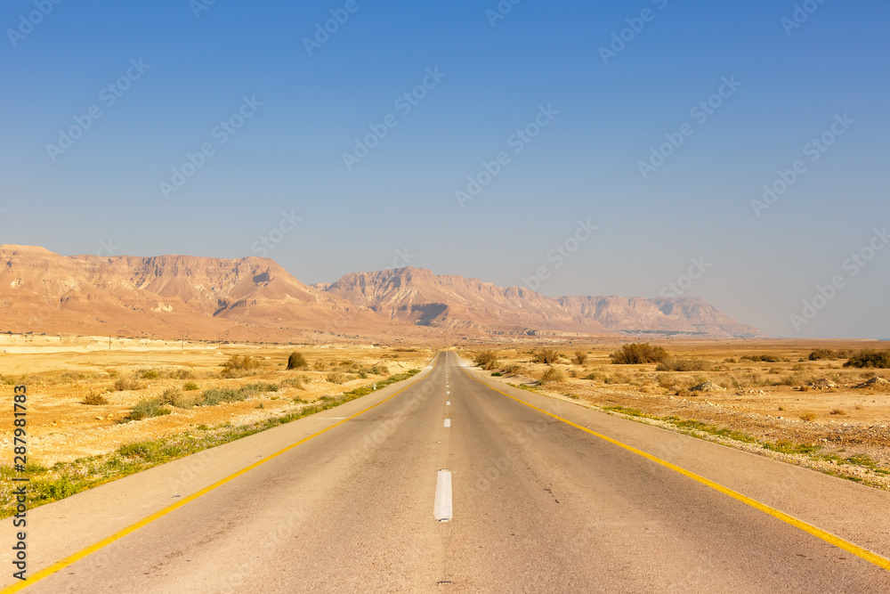 Endless road driving drive empty desert landscape copyspace copy space infinite distance