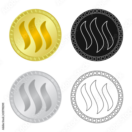Vector design of coin and bit logo. Collection of coin and btc vector icon for stock.