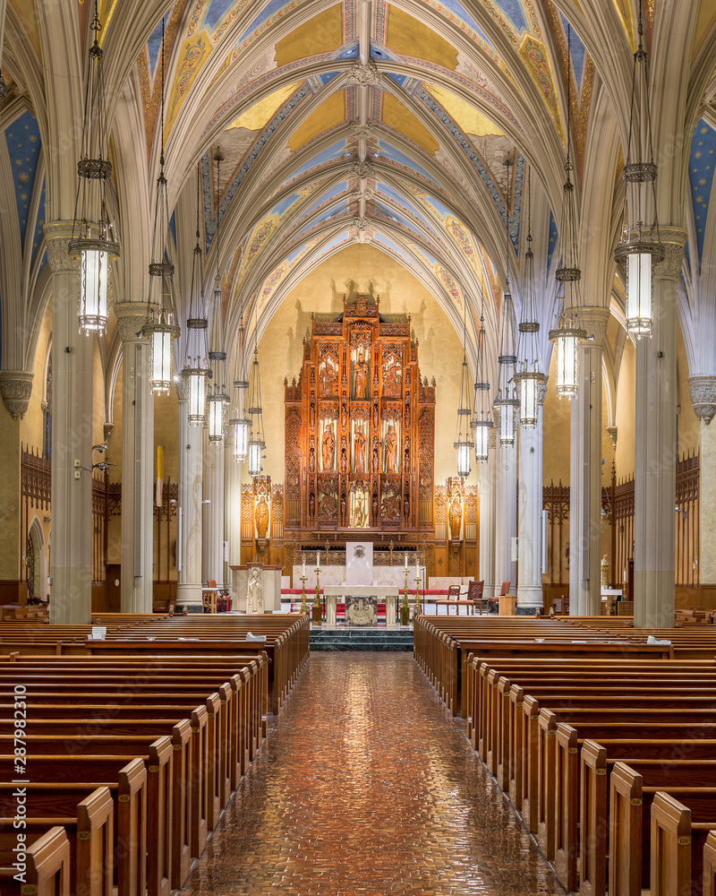 Altar and sanctuary inside the historic Cathedral of St. John in downtown Cleveland, Ohio