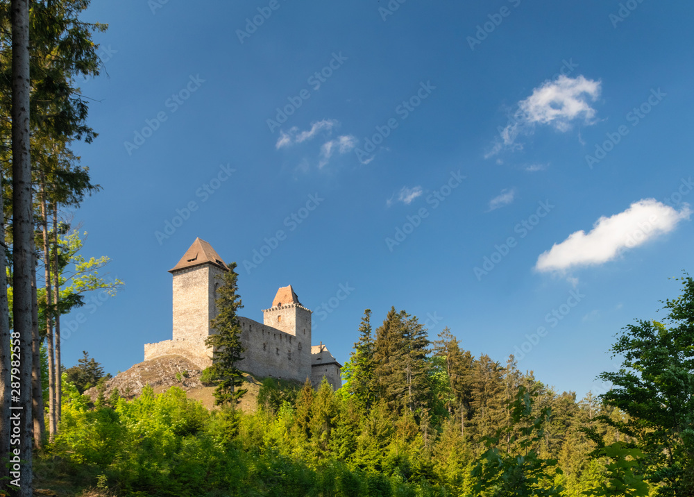 Summer view of Kasperk castle with cloudy sky, Czechia