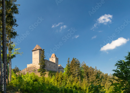 Obraz na płótnie Summer view of Kasperk castle with cloudy sky, Czechia w salonie