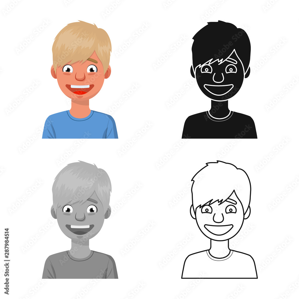 Vector illustration of guy and laugh logo. Set of guy and happy stock symbol for web. Vector illustration of guy and laugh logo. Set of guy and happy stock symbol for web.