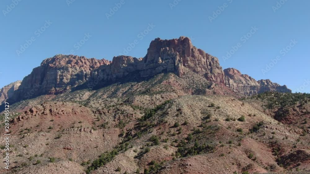 Zion National Park Watchman Aerial Shot from Springdale Utah USA Zion National Park Watchman Aerial Shot from Springdale Utah USA