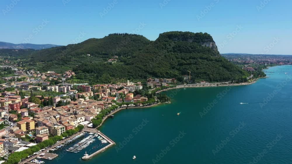 Panoramic view of the resort town of Garda the north of Italy. Aerial video with drone. Rocca Del Garda. Panoramic view of the resort town of Garda the north of Italy. Aerial video with drone. Rocca Del Garda.