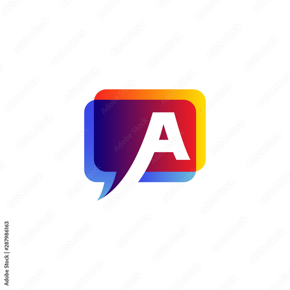 speech bubble and letter A logo design speech bubble and letter A logo design
