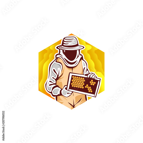 bee keeper logo design template