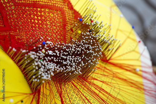 Фотография Beautiful bobbin lace making