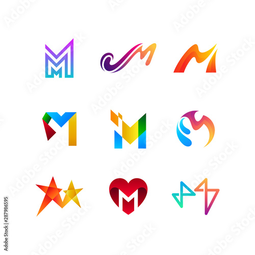 letter m set logo design