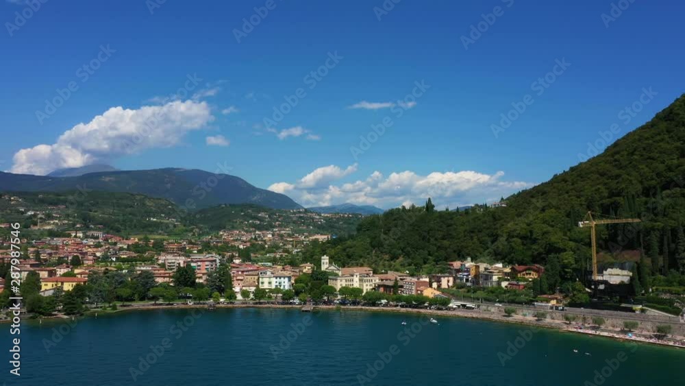 Panoramic view of the resort town of Garda the north of Italy. Aerial video with drone. Rocca Del Garda. Panoramic view of the resort town of Garda the north of Italy. Aerial video with drone. Rocca Del Garda.