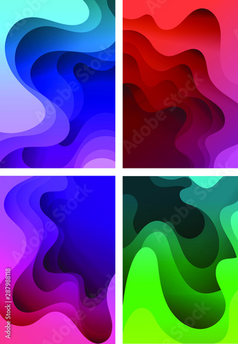 Vector illustration of abstract shapes in layers  gradient. Vector background