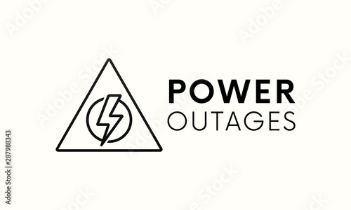 Power outage warrning vector sign.