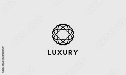 Simple luxury circle logo icon. Elegant linear round shape sign vector design.