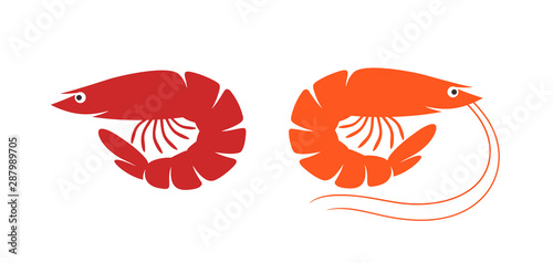 Shrimp logo. Isolated shrimp on white background. Prawns