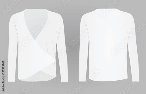 Women white long sleeve t shirt. vector illustration