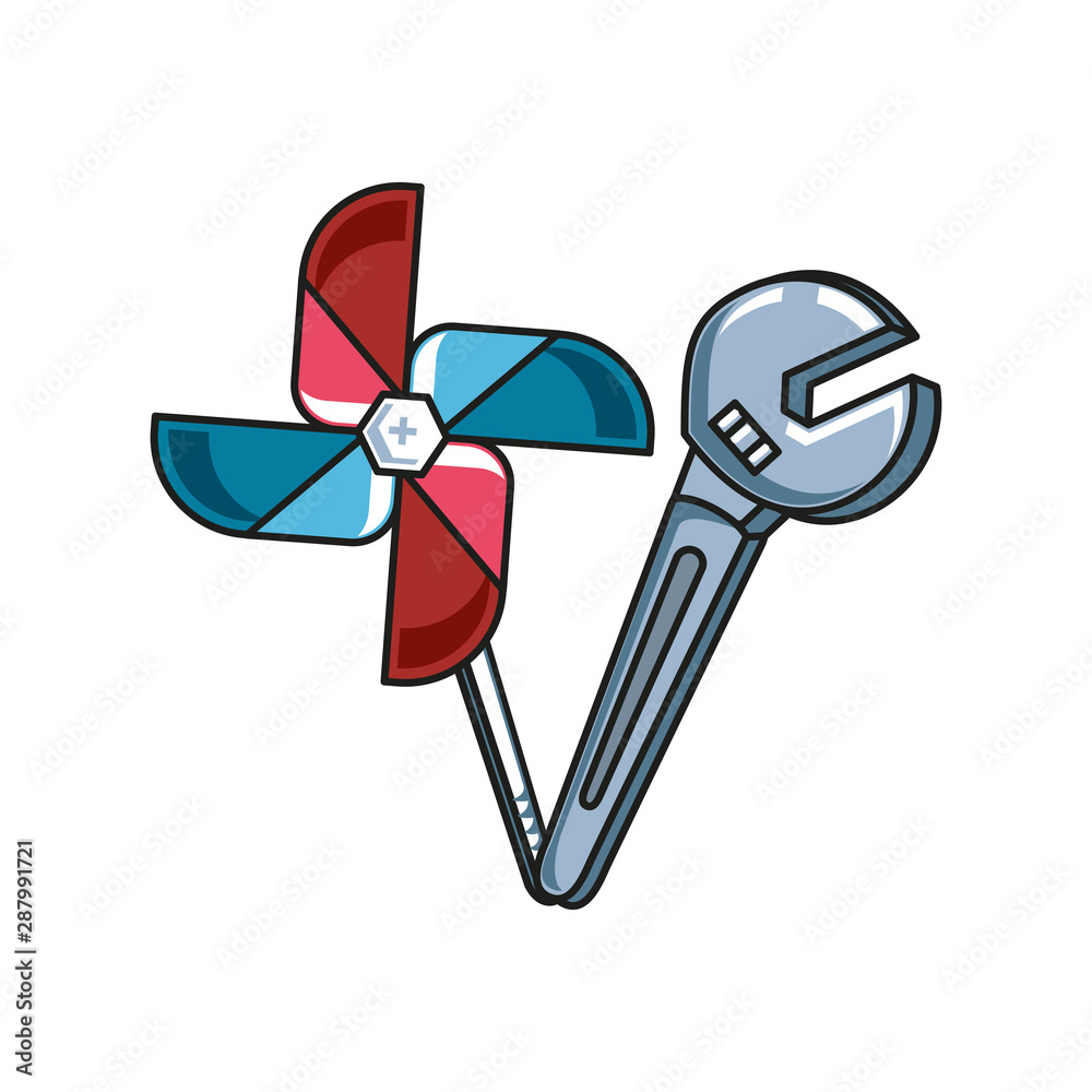 fan windmill toy with wrench tool
