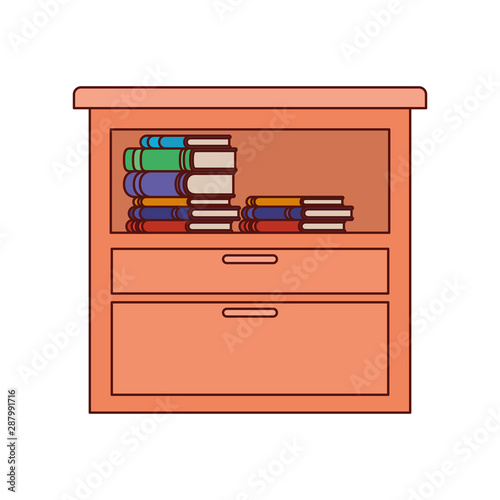 shelving wooden with books icon