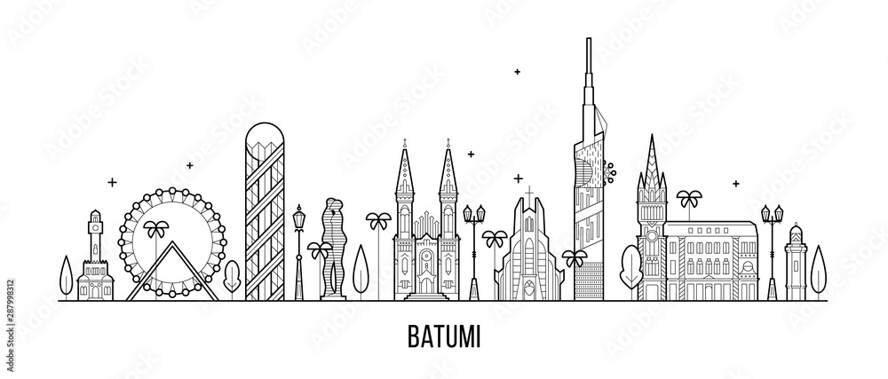 Batumi skyline Georgia city notable buildings line