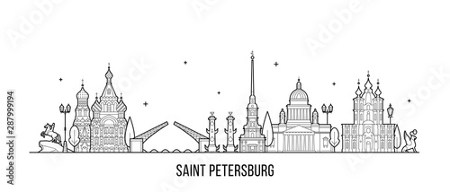 Saint Petersburg skyline Russia city vector linear photo