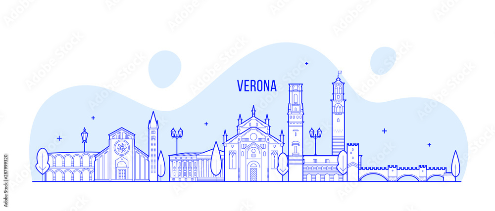 Fototapeta Verona skyline Italy city with buildings vector