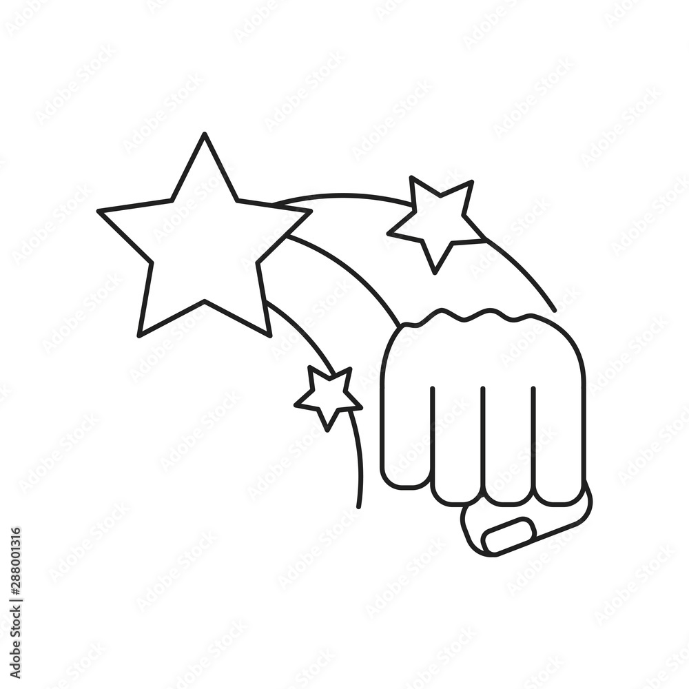 hand fist power with stars isolated icon hand fist power with stars isolated icon