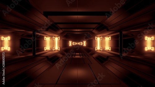 futuristic glowing scifi space tunnel corridor 3d illustration background wallpaper © Michael