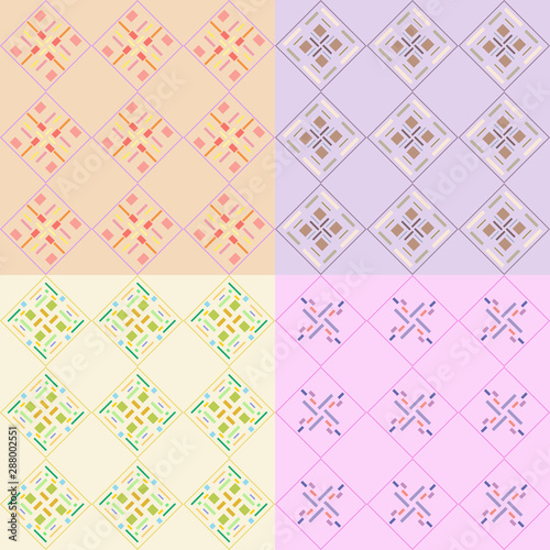 Set of four geometric patterns. Simple vector background.