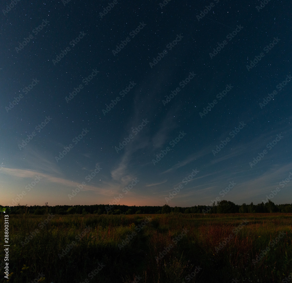 Fototapeta premium Starry sky over the road in the field