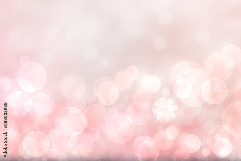 Abstract blurred vivid spring summer light delicate pastel pink bokeh background texture with bright soft color cherry blossoms and flowers. Card concept. Beautiful backdrop illustration.