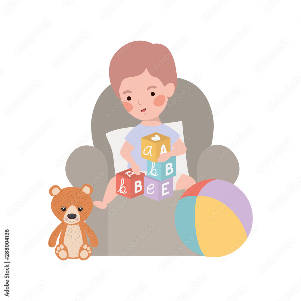 cute little boy baby with bear teddy in livingroom cute little boy baby with bear teddy in livingroom