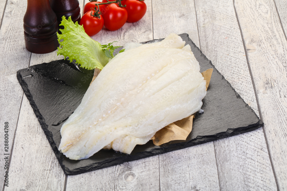 Raw halibut fillet Raw halibut fillet
