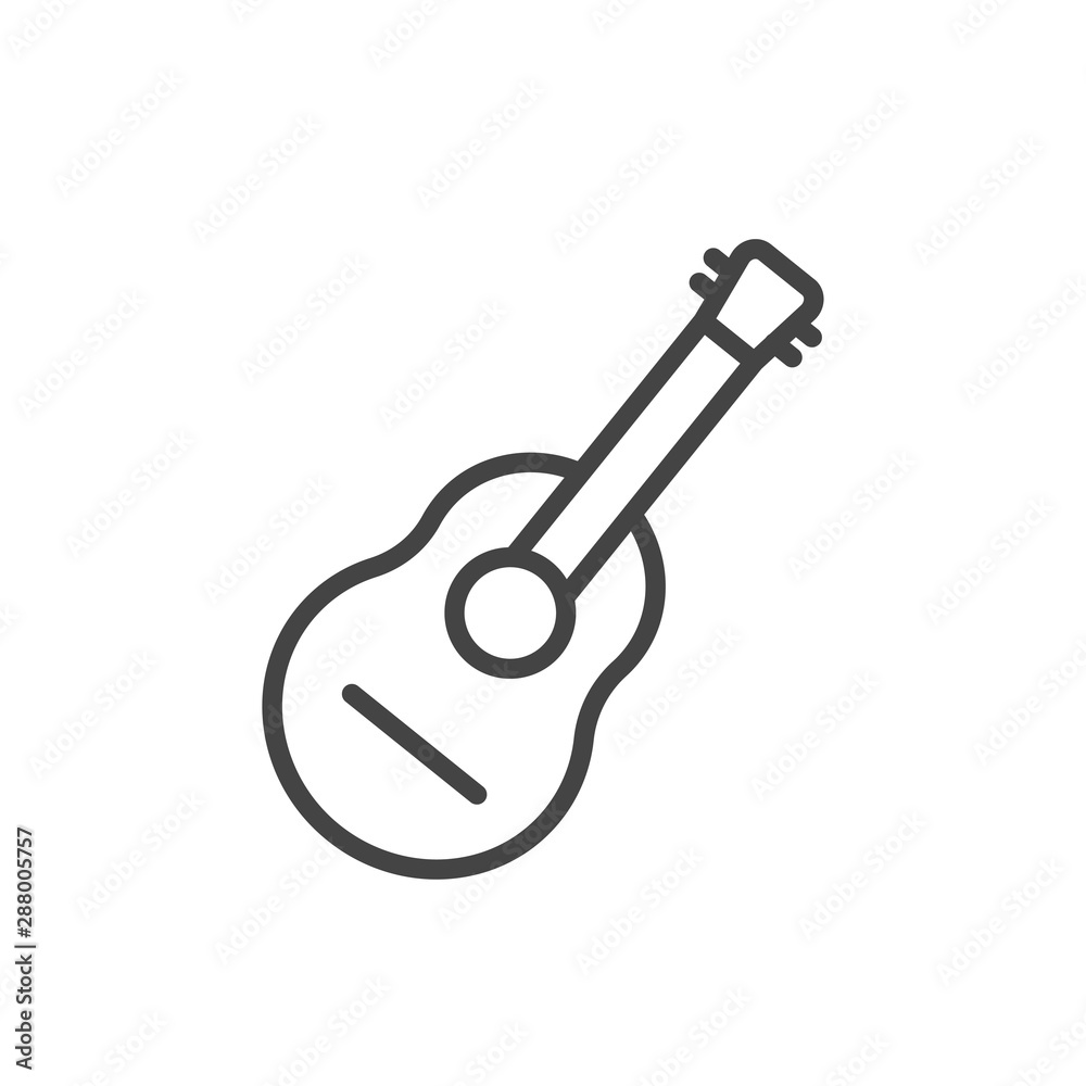 Guitar icon, music symbol design logo element minimal isolated. Modern outline on white background Guitar icon, music symbol design logo element minimal isolated. Modern outline on white background