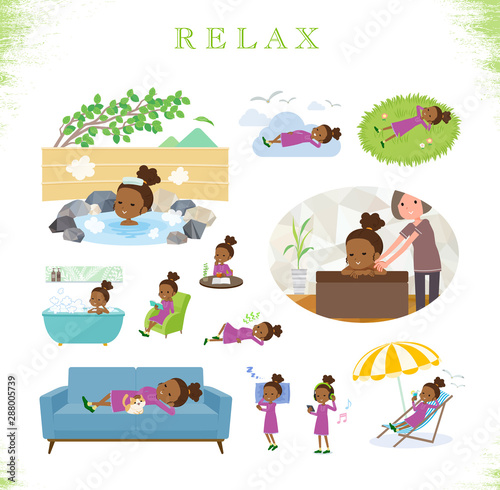 flat type Curly hair girl black_relax