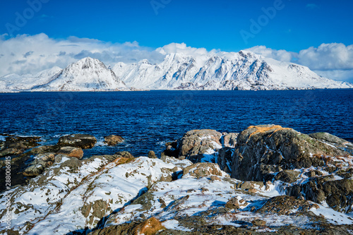 Lofoten islands and Norwegian sea in winter, Norway