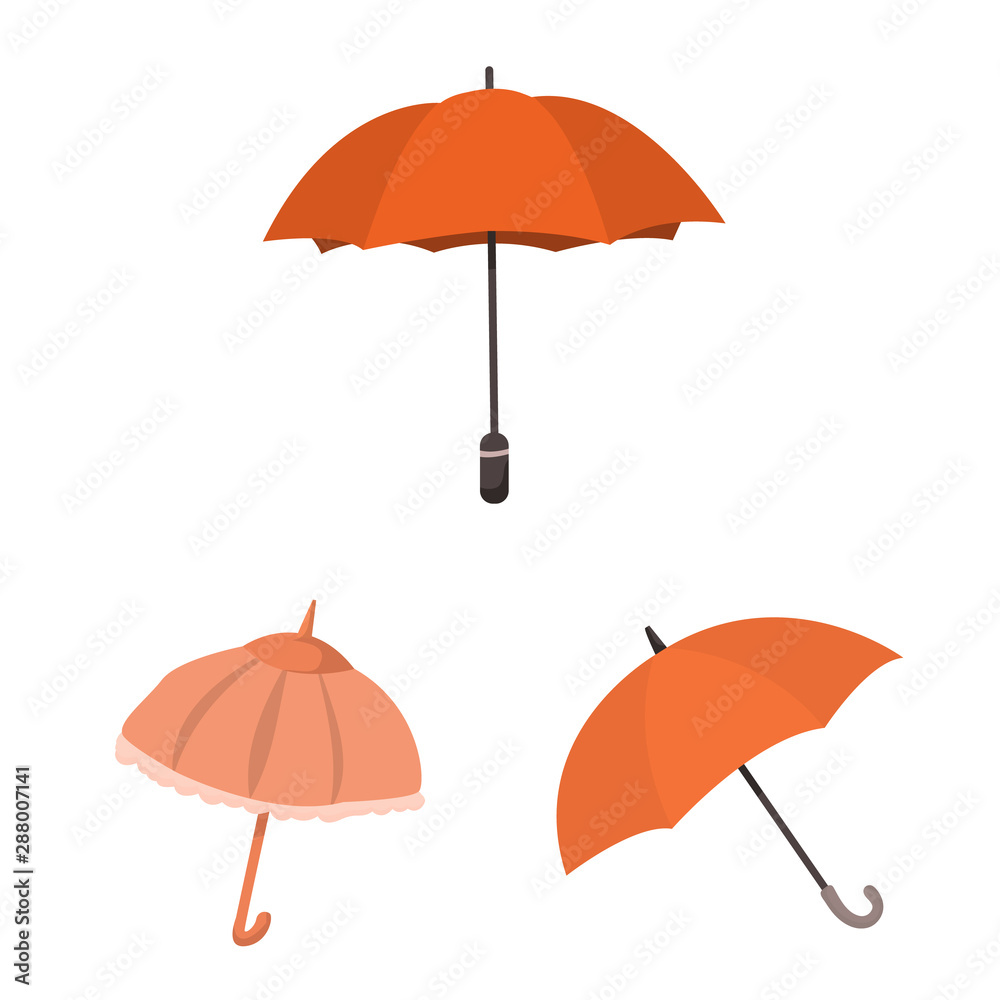 Vector design of umbrella and rain logo. Collection of umbrella and weather stock symbol for web.
