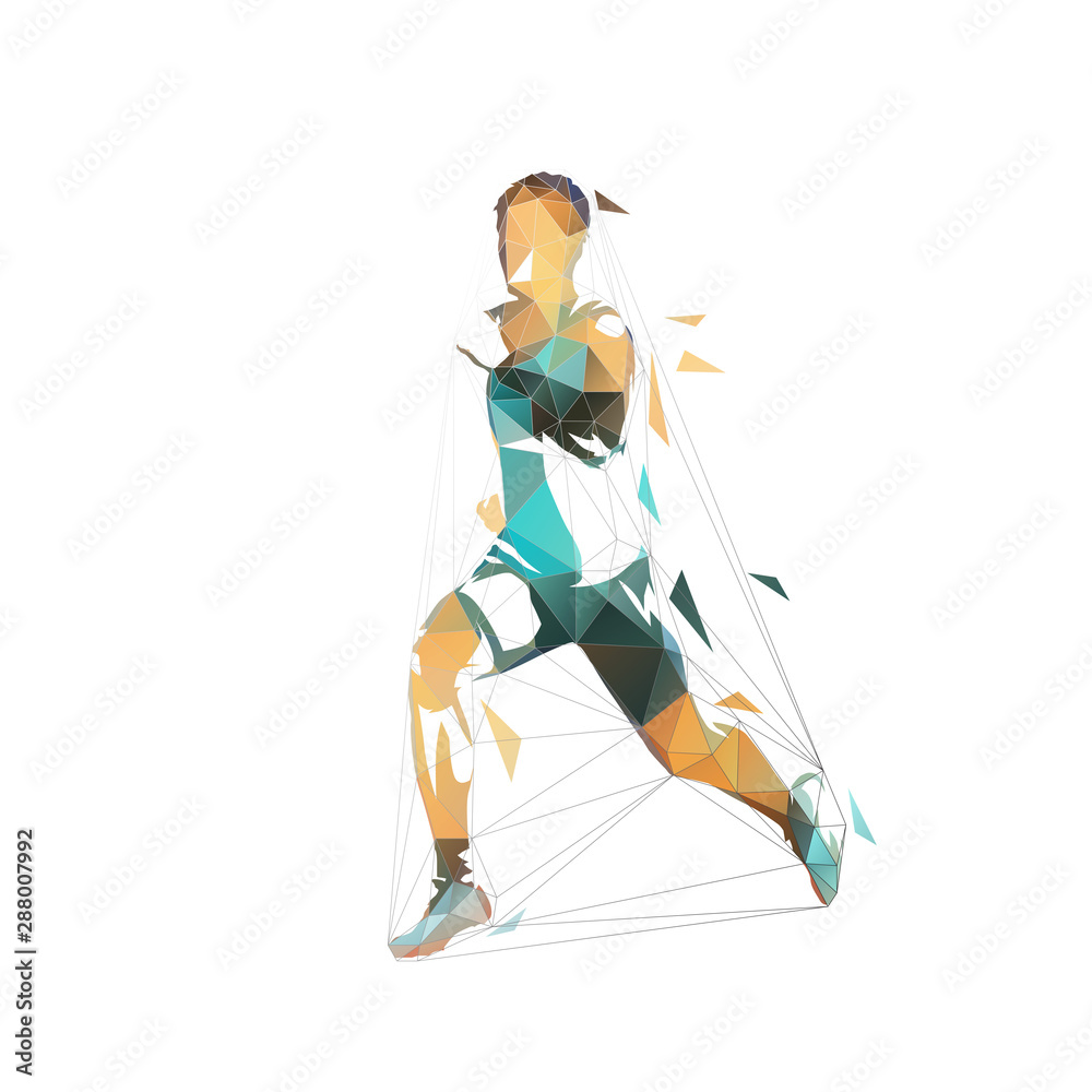 Obraz premium Running man, low polygonal vector illustration. Abstract geometric runner, side view