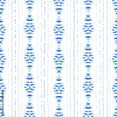 Monochrome Indigo Bright Tie-Dye Shibori Sunburst Diamond Stripes and Dots on White Background Vector Seamless Pattern
