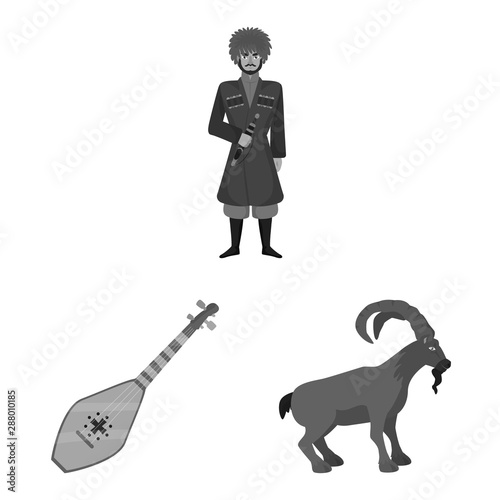 Isolated object of attributes and tourism sign. Collection of attributes and national stock vector illustration.
