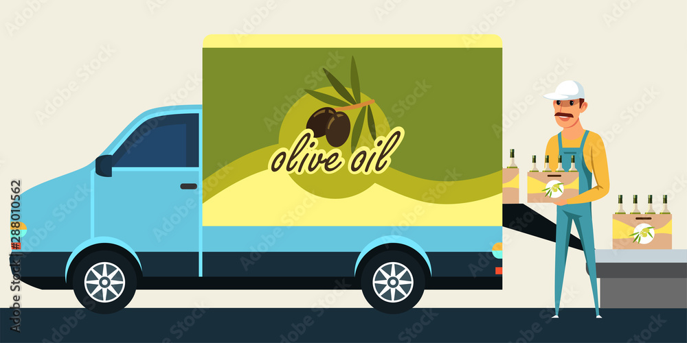 Olive oil delivery service vector illustration Olive oil delivery service vector illustration