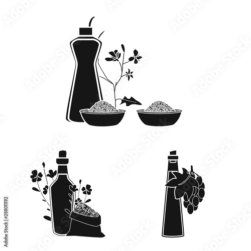 Isolated object of oil and agriculture sign. Collection of oil and glass stock vector illustration.