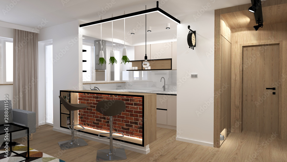Fototapeta premium Loft interior in modern flat