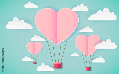 card Valentine's day balloon heart love Invitation on vector abstract background