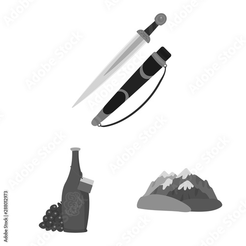 Isolated object of attributes and tourism icon. Collection of attributes and national vector icon for stock.