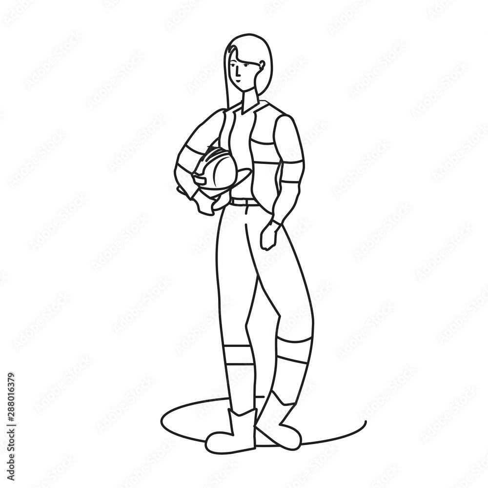 female firefighter worker avatar character